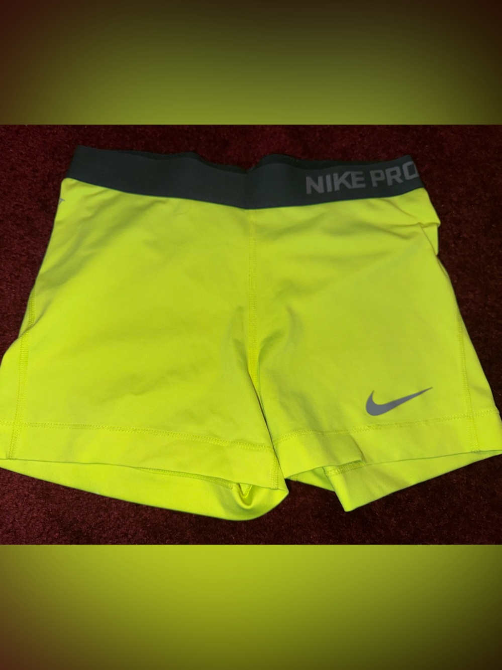 Nike Pro neon yellow spandex shorts women’s medium m compression